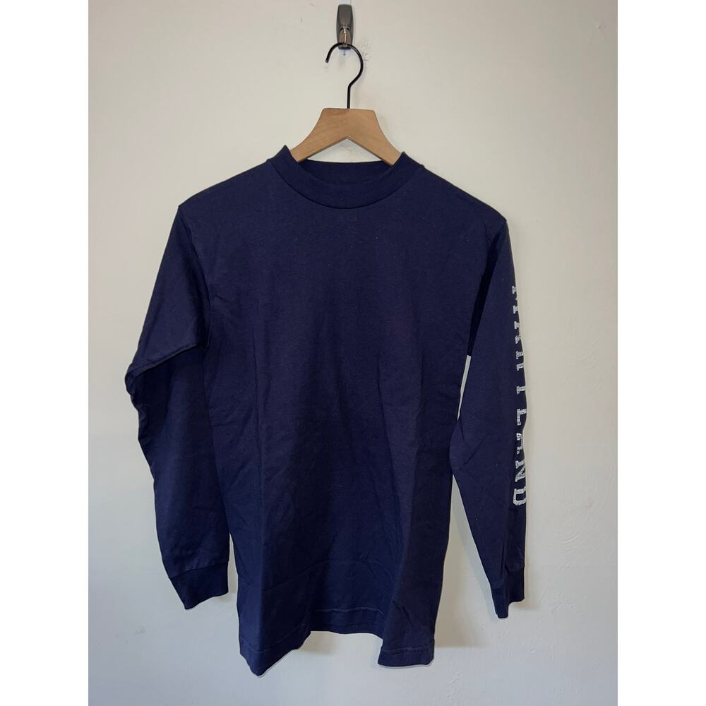 Vintage Maryland Long Sleeve Shirt Blue Wild West VTG 90s USA Made Small